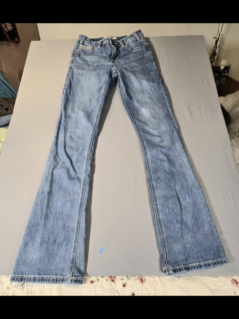 Rock & Roll Denim Western Bootcut Jeans 27x34 Embroidered Longhorn